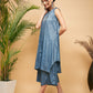 InWeave Women's Blue Lurex Short Pallazo Kurta Set - Swadesiicart