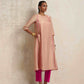 trueBrowns Blush Pink Tissue A-line Kurta Set | Swadesiicart