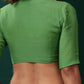 trueBrowns Green Muslin Silk Deep V-Neck Blouse | Swadesiicart