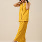 trueBrowns Mustard Yellow Slub Texture Sleevesless Jacket Pant Set | Swadesiicart