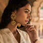 trueBrowns Gold-Polished Circle Drop Earrings | Swadesiicart
