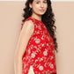 InWeave Women's Red Brocade Halter Top - Swadesiicart