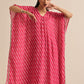 trueBrowns Pink Lehariya Printed Silk Kaftan Pant Set | Swadesiicart