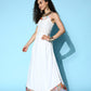 InWeave Women's White Strappy Orgranza Border Kurta Set With Dupatta - Swadesiicart