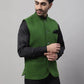 Even Apparels Men's Green Pure Wool Nehru Jacket | Swadesiicart