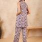 InWeave Purple White Moroccan Print Round Neck Kurta Set - Swadesiicart