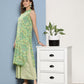 InWeave Women's Green Pastel Print Halter Kurta Set - Swadesiicart