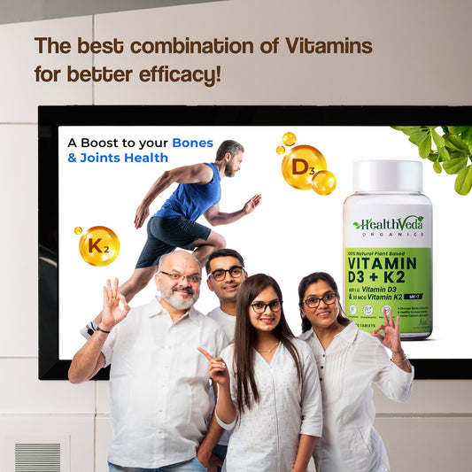 Health Veda Organics Vitamin D3 + K2 Healthy Bones Tablets - Swadesiicart