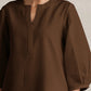 trueBrowns Brown Cotton Blend Short Kurta | Swadesiicart