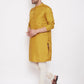 Even Apparels Mustard Yellow Pure Cotton Kurta With Band Collar | Swadesiicart