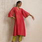 trueBrowns Hot Pink Tissue Flared Kurta Set | Swadesiicart