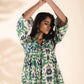trueBrowns Green Cotton Ikat Flared Kurta Pant Set | Swadesiicart