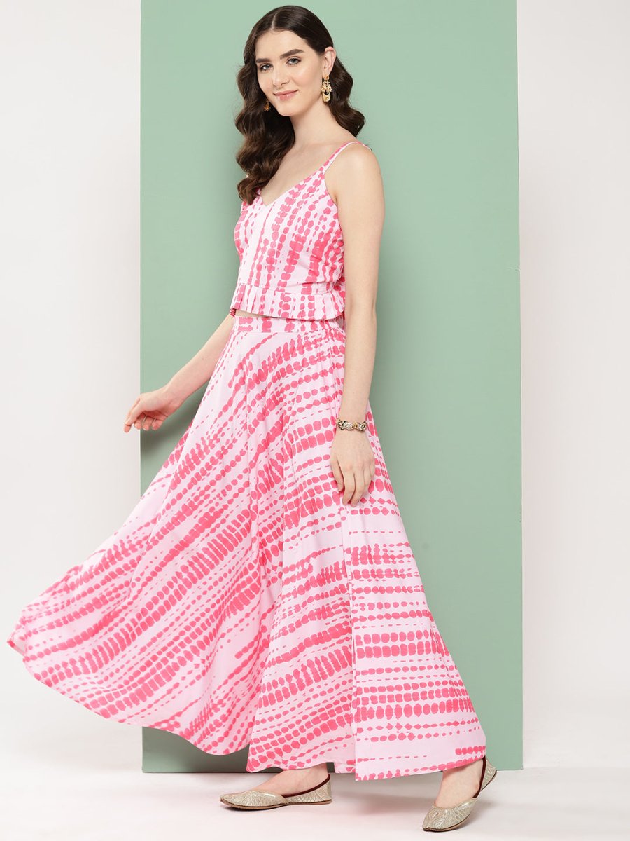Ahalyaa Printed Ethnic Crop Top with Skirt - Swadesiicart