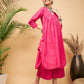 InWeave Women's Fuchsia Flared Kurta Palazzo Set - Swadesiicart