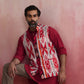 trueBrowns Men's Maroon Ikat Print Cotton Reversible Nehru Jacket | Swadesiicart