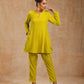 trueBrowns Lime Velvet Solid Co-ord Set - Swadesiicart