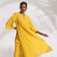 trueBrowns Yellow Cotton Slub Embroidered Straight Kurta Set | Swadesiicart