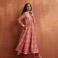 trueBrowns Beige Print Flared Anarkali Kurta Set | Swadesiicart