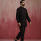 trueBrowns Men's Black Cotton Dobby Kurta Co-ord Set - Swadesiicart