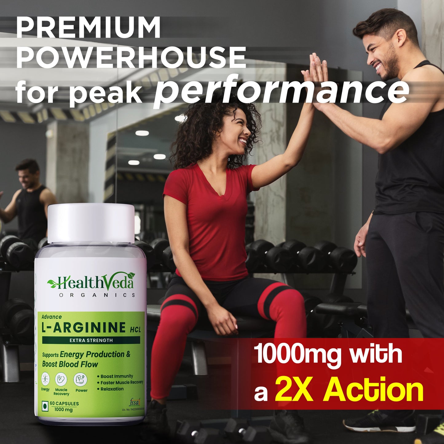 Health Veda Organics L Arginine Veg Capsules - Swadesiicart