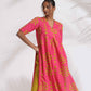 trueBrowns Pink Cotton Print A-line Kurta Set | Swadesiicart