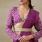 trueBrowns Purple Bandhani Printed Silk Full Sleeve Blouse | Swadesiicart