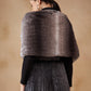 InWeave Women's Dark Grey Duble Shade Long Faux Fur Cape - Swadesiicart