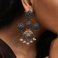 trueBrowns Silver Tone Chandbali Earrings - Swadesiicart