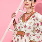 Ahalyaa Women Floral Printed Flared Sleeves Thread Work Crepe Kaftan Kurta | Swadesiicart