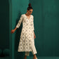 trueBrowns Ivory Rhombus Cotton Angrakha Kurta Pant Set | Swadesiicart