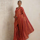 trueBrowns Maroon Gold Metallic Ready To Wear Plus Size Saree | Swadesiicart