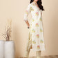Antaran Cream Pure Cotton Floral Printed Kurta Pant And Dupatta Set - Swadesiicart