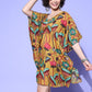 InWeave Women's Mustard Printed Kaftan Dress - Swadesiicart