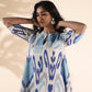 trueBrowns Blue Cotton Ikat Flared Kurta Pant Set | Swadesiicart