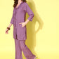 InWeave Women's Mauve Blazer Kurta Naroow Pant Coord Set - Swadesiicart