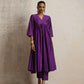 trueBrowns Purple Silk Anarkali Flared Kurta Set | Swadesiicart