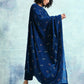 trueBrowns Blue Embroidered Velvet Shawl | Swadesiicart
