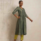 trueBrowns Green Tissue A-line Kurta Set | Swadesiicart