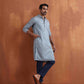 trueBrowns Men's Blue Chanderi Kurta | Swadesiicart
