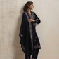 trueBrowns Purple Velvet Embroidered Kurta Pant Dupatta Set | Swadesiicart