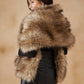 InWeave Women's Winter Beige Faux Fur Cape - Swadesiicart