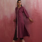 trueBrowns Mauve Cotton Dobby Front Slit Kurta Set | Swadesiicart