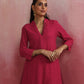 trueBrowns Magenta Cotton Dobby Kurta Set | Swadesiicart