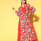 Ahalyaa Floral Printed Tie-Ups Maxi Ethnic Dress | Swadesiicart