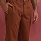 trueBrowns Men's Brown Cotton Twill Pants | Swadesiicart