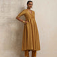 trueBrowns Gold Tissue Flared Anarkali Kurta Set | Swadesiicart