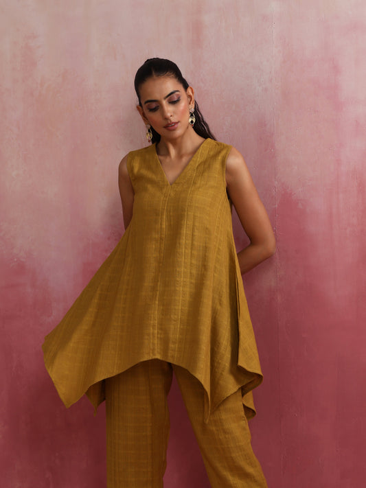 trueBrowns Mustard Cotton Dobby Co-ord set - Swadesiicart