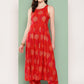 InWeave Women's Rust Mughal Print Raisa Back Detial Long Coords Set - Swadesiicart