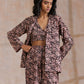 trueBrowns Black Floral Overall Bagru Print Cotton Pant Suit Set | Swadesiicart