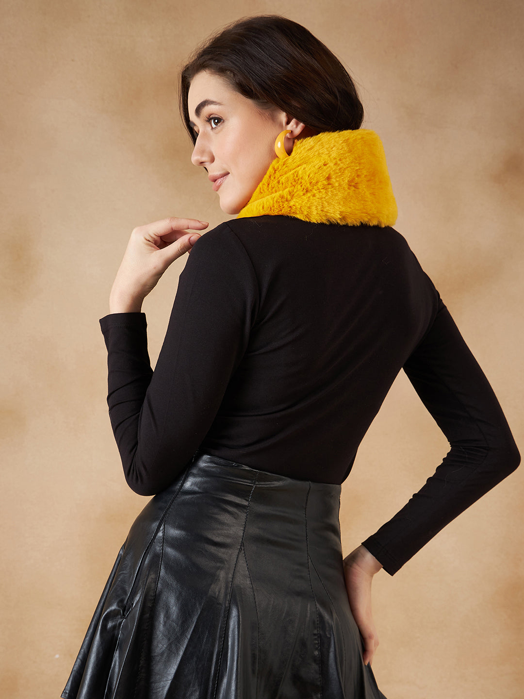 InWeave Women's Yellow Fur Neckpiece - Swadesiicart